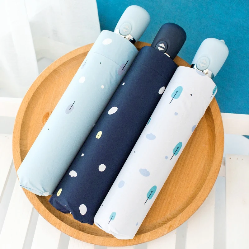 Automatic Umbrella Windproof Uv Protect Umbrella for Women Girl Sunny and Rainy Three Folding Umbrellas