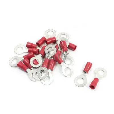 

20Pcs AWG 22-16 Cable Connector Pre-Insulated Ring 1/4 Terminal
