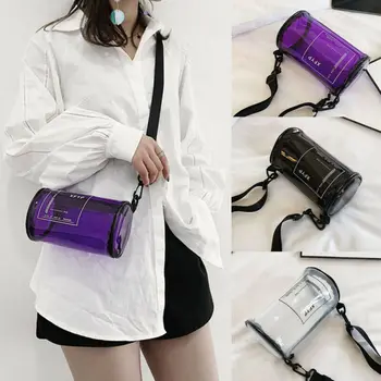 

Women Transparent PVC Clear Alphabet Jelly Bag Tote Handbag Shoulder Bag Purse