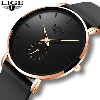 

LIGE New Fashion Simple Waterproof Quartz Wrist Watches Mens Casual silicone strap Sport clock Mens Watches Top Brand Luxury+Box