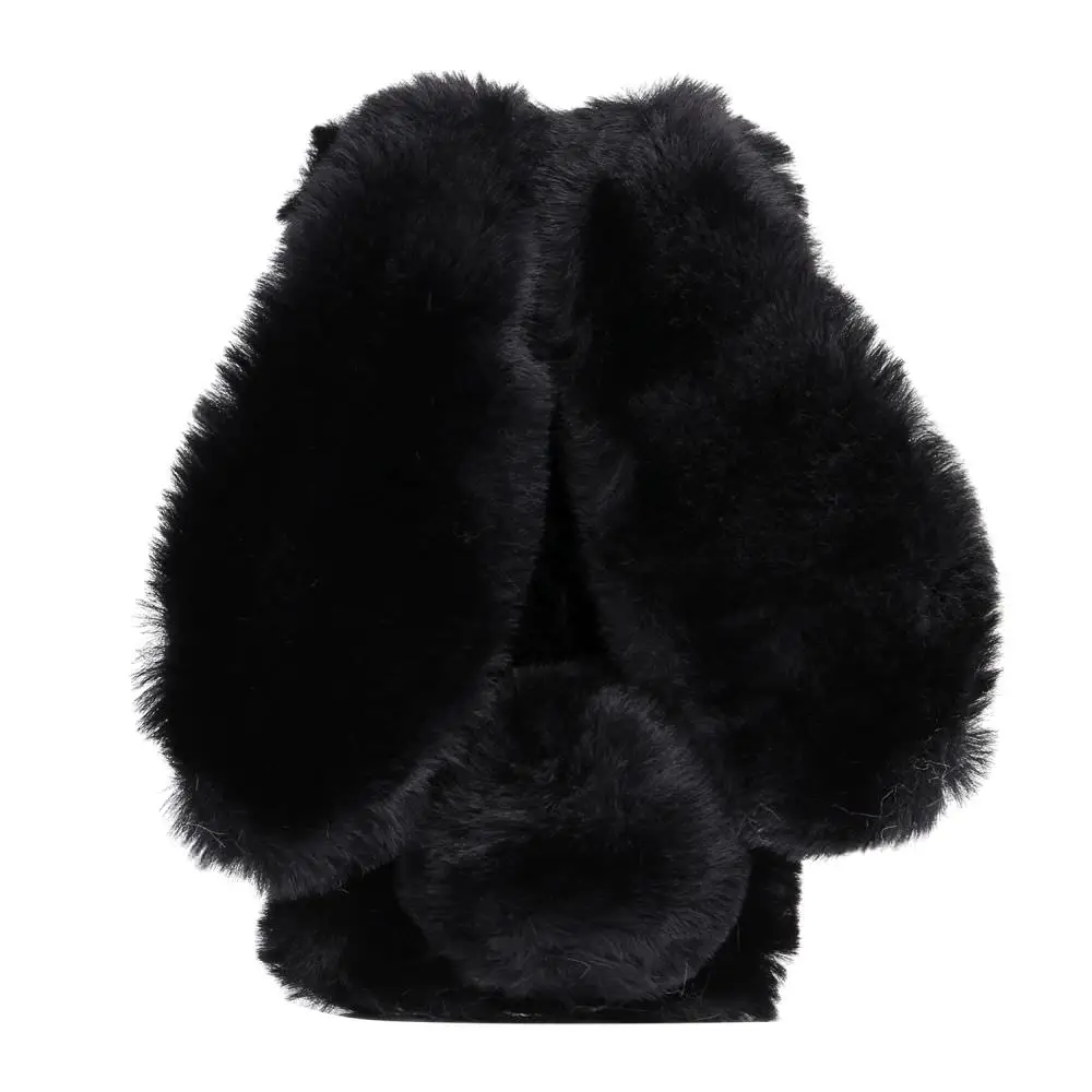 black LLZ.COQUE шикарный пушистый кроличий мех милый силиконовый плюшевый чехол для телефона для huawei mate 20 P20 P30 Lite Pro Меховой чехол - Цвет: black