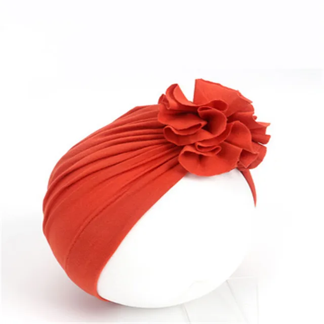 New Fashion Flower Baby Hat Newborn Elastic Baby Turban Hats for Girls 10 Colors Cotton Infant Beanie Cap Dark red
