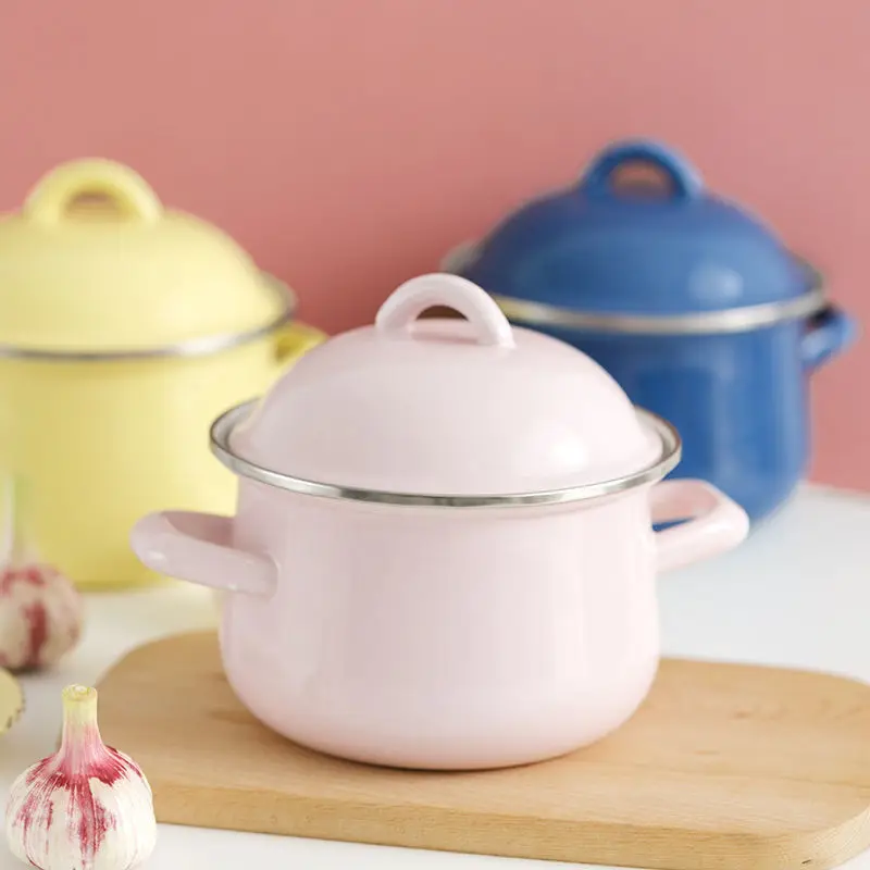 

1.5L Enamel Pot Pot with Lid Milk Pot Baby Food Supplement Pot Noodle Pot Induction Cooker Available Cookware Set Hot Pot Hot
