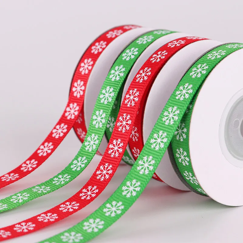 

10 Yards/Roll 10 mm Snowflake Ribbon DIY Bownot Handmade Gift Wrapping Party Christmas Ribbons Decoration Crafts Accessories