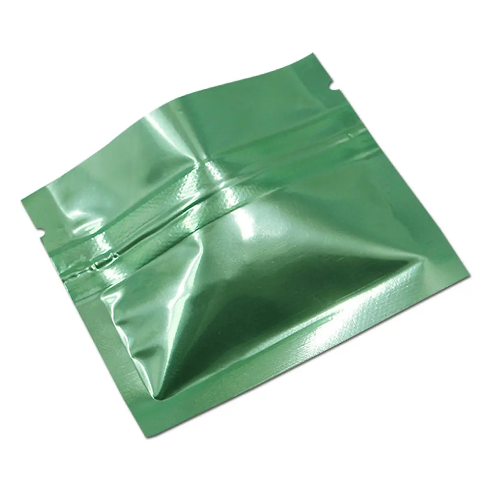 

100Pcs/lot Green Self Seal Mylar Foil Zip Lock Packaging Bag Aluminum Foil Zipper Packing Bag for Grocery Snack Retail Packaging