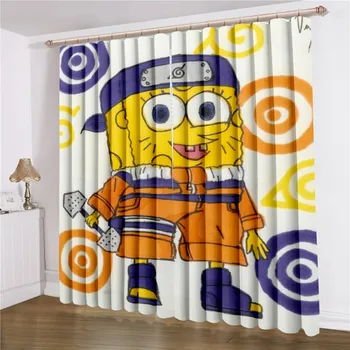 

Cartoon SpongeBob Window Curtains 2 Panels Window Treatments 3D Print Home Textile Window Drapes Home Decoration Curtain