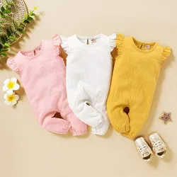 Vêtements pour nouveau né fille, tenue de nuit, barboteuse princesse mignonne, combinaison d'été, manches à volants 