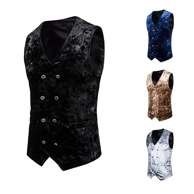 PUIMENTIUA Mens Slim Fit Double Breated Suit Vest 2019 Brand Formal Dress Business Wedding Vest Waistcoat Men Solid Color Homme PUIMENTIUA Mens Slim Fit Double Breated Suit Vest 2019 Brand Formal Dress Business Wedding Vest Waistcoat Men Solid Color Homme