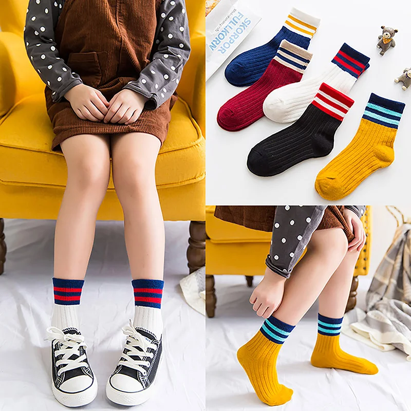 

1Set/5Pairs Autumn Winter Women 's Children Fashion Breathable Sweat Absorbent Comfortable Warm Patterned Cotton Socks