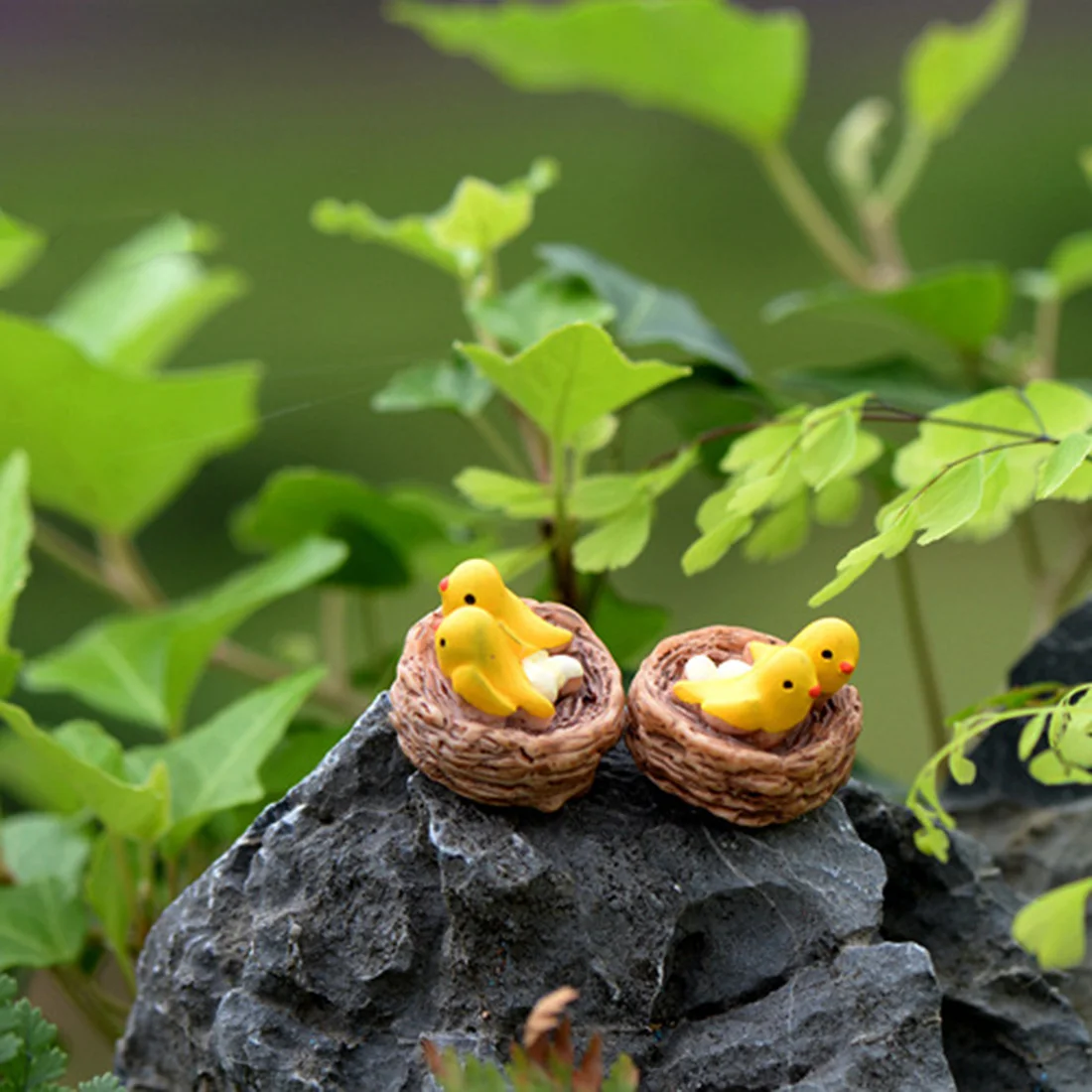 

Mini nest with birds fairy garden miniatures gnomes moss terrariums resin crafts figurines for home decoration accessories