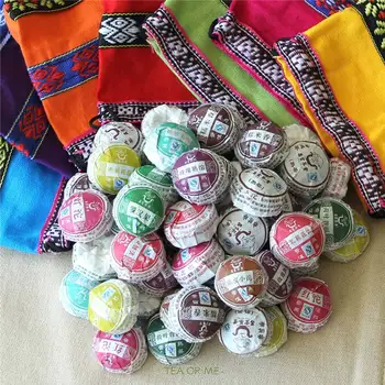 

50pcs 8 Different Flavors Mini Yunnan Pu-erh Tea Chinese Pu-erh Tea Chai with Gift Bag