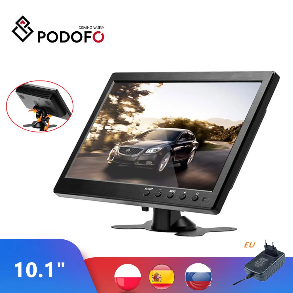 Podofo 10 1 дюймовый ЖК монитор HD мини Телевизор и компьютер цветной экран 2 канальный видеовход безопасности