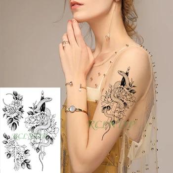 

Waterproof Temporary Tattoo Sticker new moon cross sword snake flower black fake tatto flash tatoo body art for girl women men