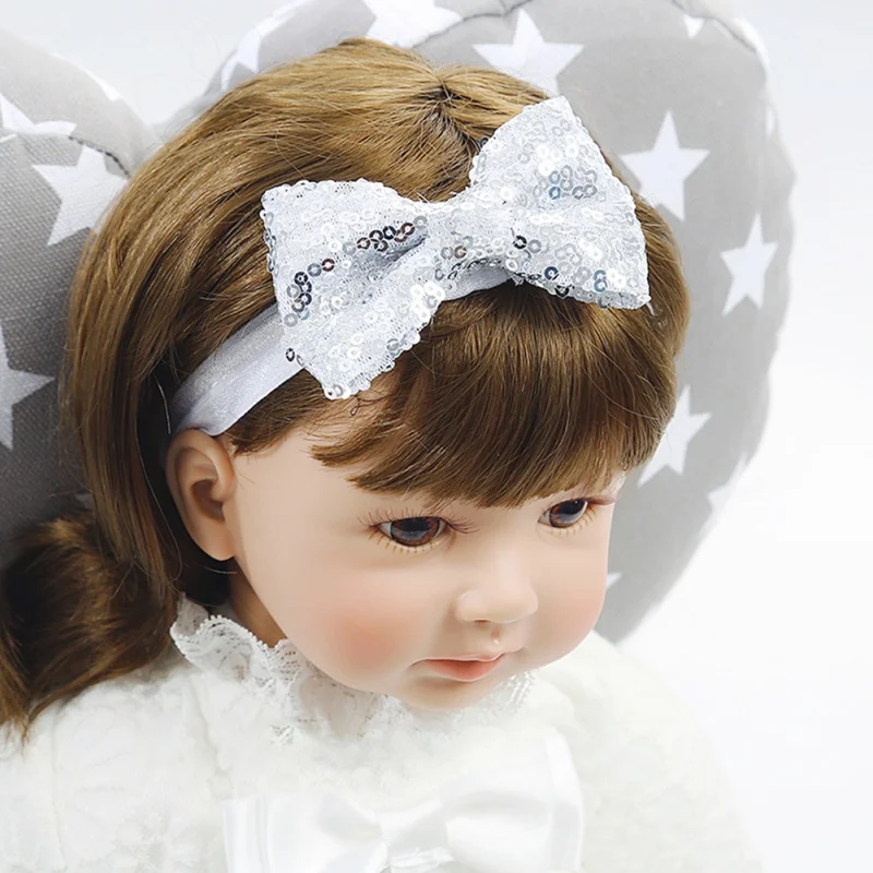 1Newborn Baby Girl Shoes Set 0-18M Infants Sequin Bow Princess Boots Shoes Headwear Headband Photography Props Set