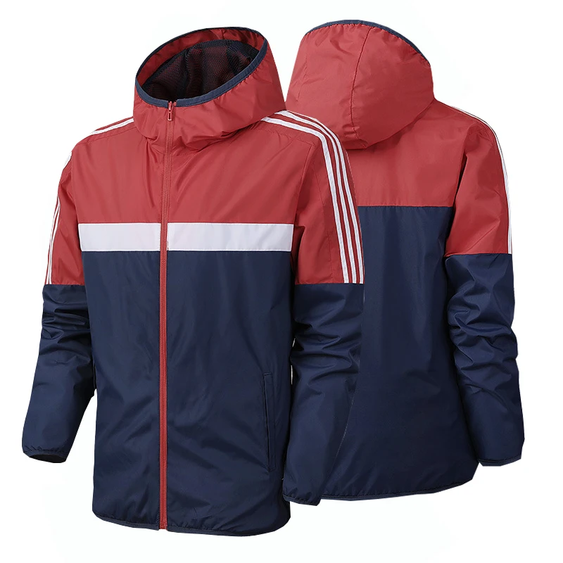 

2020 New Brand Spring autumn Mens Fashion Outerwear Windbreaker Men' S Striped Thin Jackets Hooded Casual Sporting Coat clothes