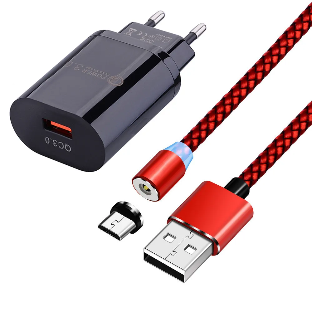 Магнитный кабель Micro usb QC 3 0 для быстрой зарядки адаптер Samsung Galaxy J3 J5 2016 J7 Prime J8 A6 Huawei