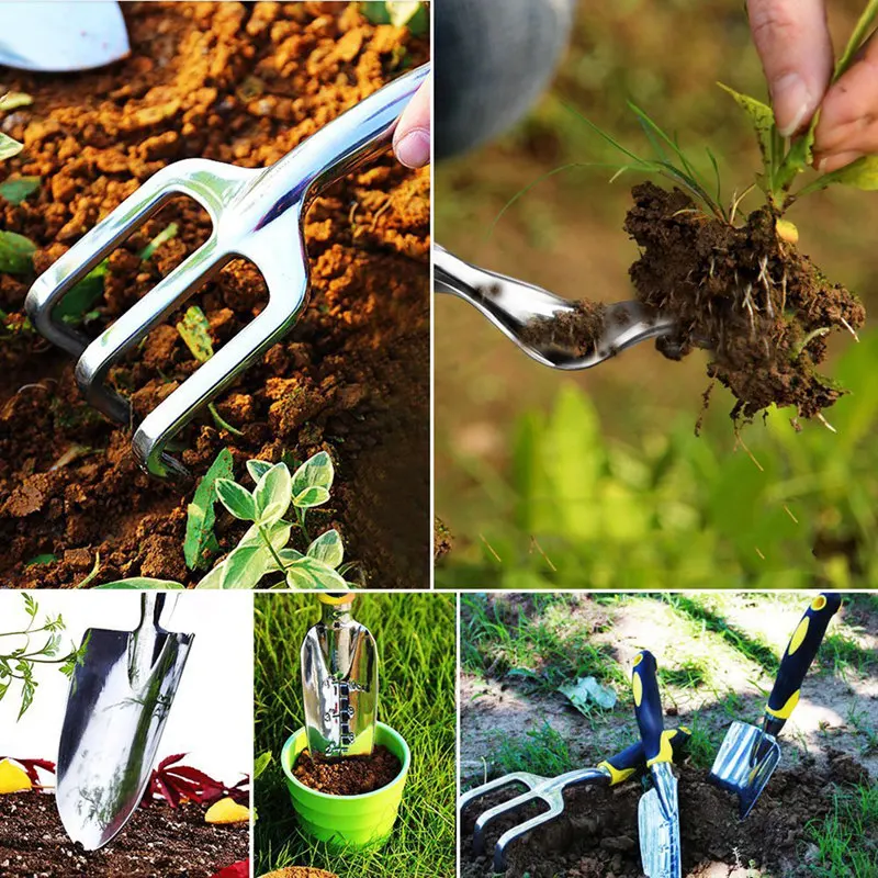 5 шт набор инструментов для садоводства, включая шпатель, трансплантированный культиватор, Weedier, вилка для прополки, садовые инструменты с тяжелыми литыми квасцами