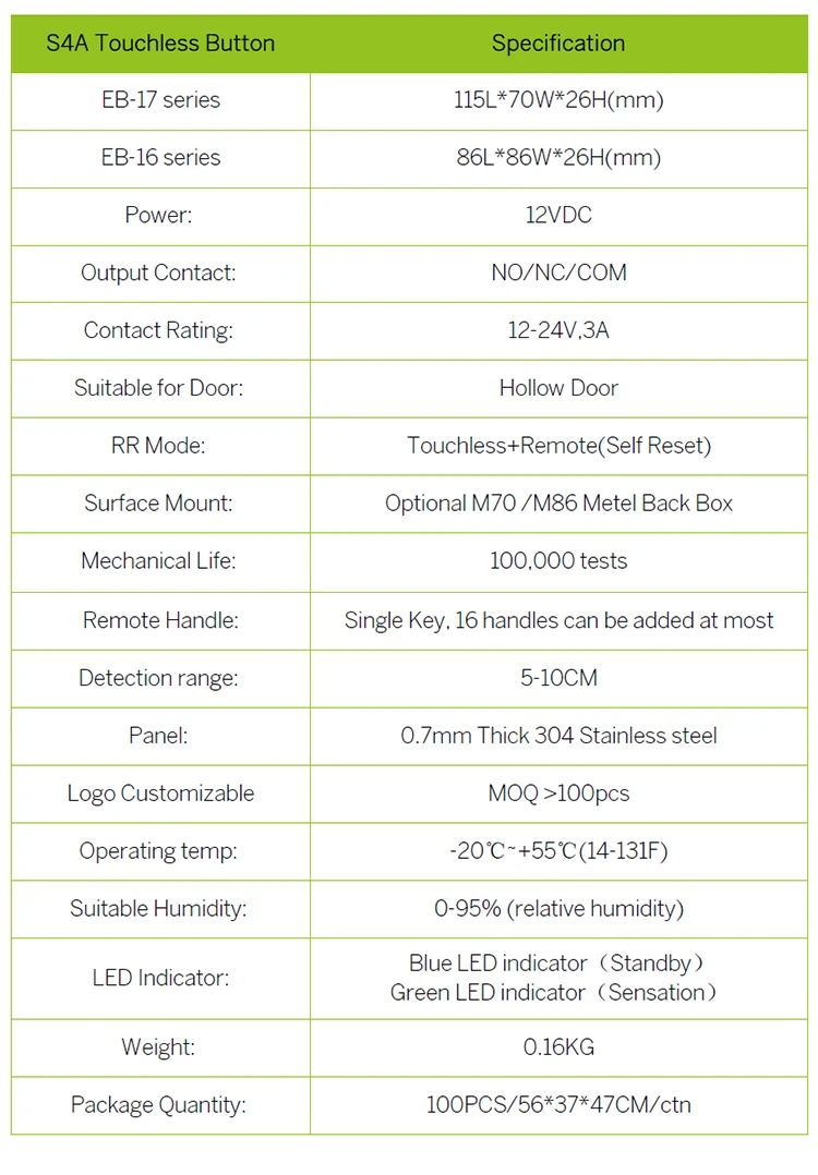 IR Sensor button with remote control spec