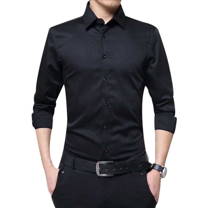 Новая мужская рубашка с длинным рукавом, профессиональная рубашка, простая мужская белая приталенная рубашка, одноцветная мужская деловая рубашка