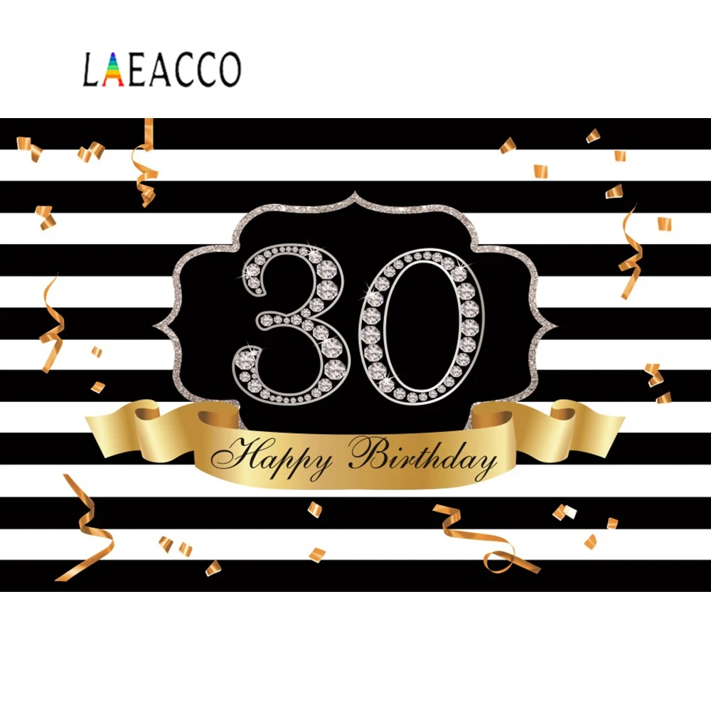Laeacco Happy 30 50th день рождения Алмазная лента для портретной фотосъемки в полоску фон