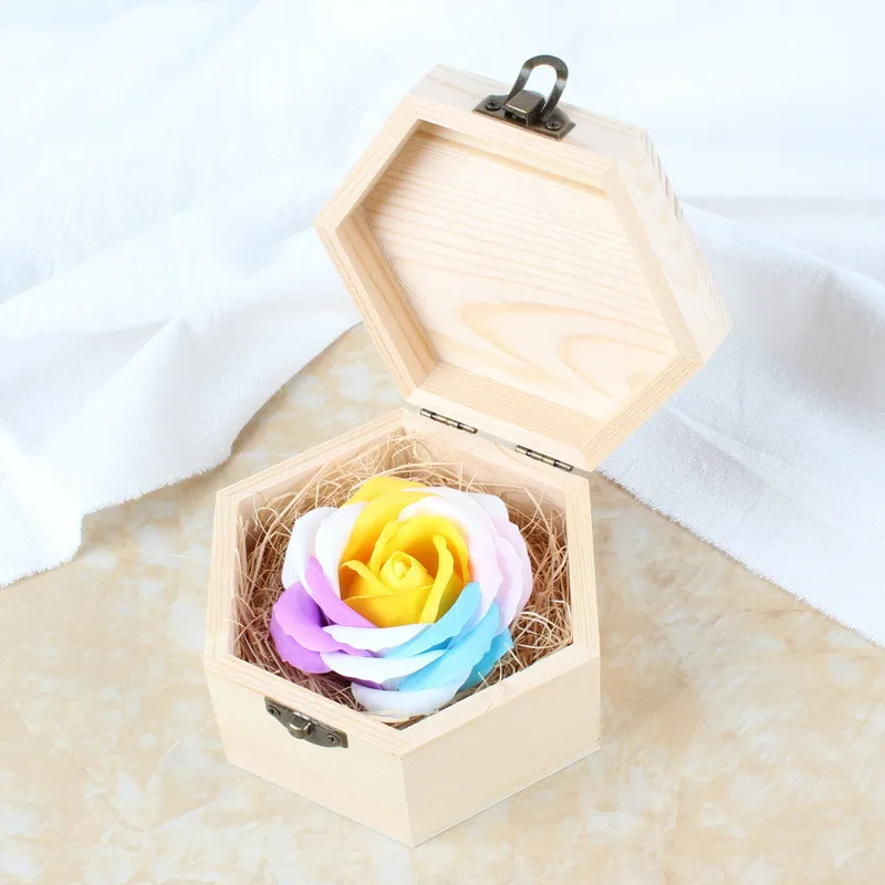 Wholesale 15 Style Colorful Preserved Roses with Wood Gift Box Roses Artificial Flowers New Year Gifts for Girls Dropshipping - Цвет: color 15