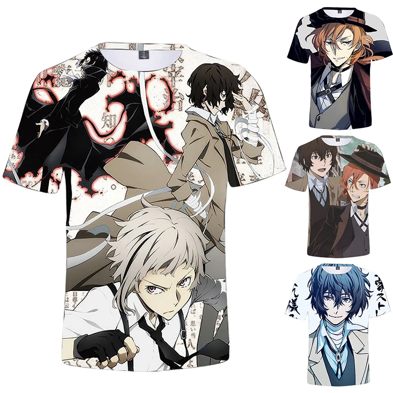 Anime Bungou Stray Dogs Season 3 T Shirt Women Men Hip Hop Tee Tops Summer Short Sleeve T-shirt Atsushi Dazai Chuya 3D Clothes