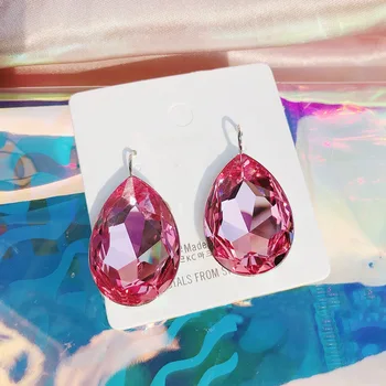 

MENGJIQIAO Korean Fashion Colorful Waterdrop Crystal Dangle Earrings For Women Girl Elegant Hook Simpple Oorbellen Jewelry Gifts