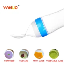 Cuillère à presser en Silicone pour bébé, 90ML, biberon d'entraînement, cuillère à céréales pour nourrissons, supplément de céréales pour nourrissons 