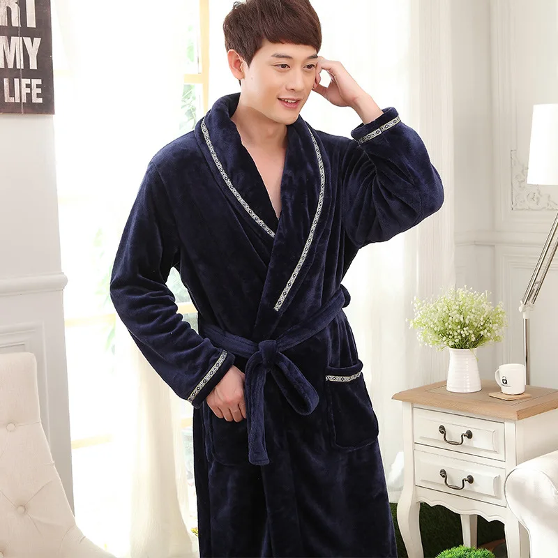 

Autumn & Winter Men's Women's Men's Thick X-long Flannel Robe Bathrobe Pajamas Bathrobe Coral Velvet Upgraded