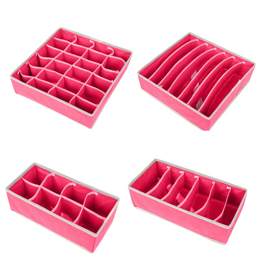 4 Pack Closet Underwear Organizer Drawer Divide by for Underwear Bras Socks Ties organizador organizador armario органайзер - Цвет: Hot Pink