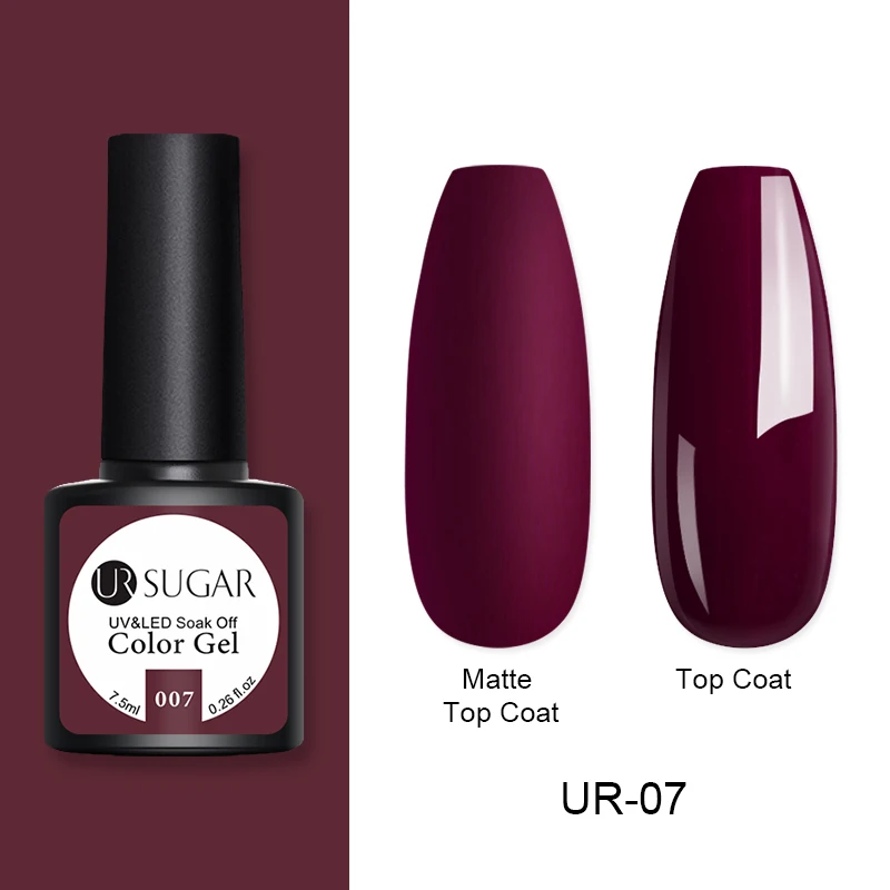 Ur Sugar 7,5 мл матовый УФ-гель для ногтей чистый цвет ногтей матовое верхнее покрытие отмачиваемый Гель-лак для дизайна ногтей маникюрный лак основа DIY - Цвет: 7