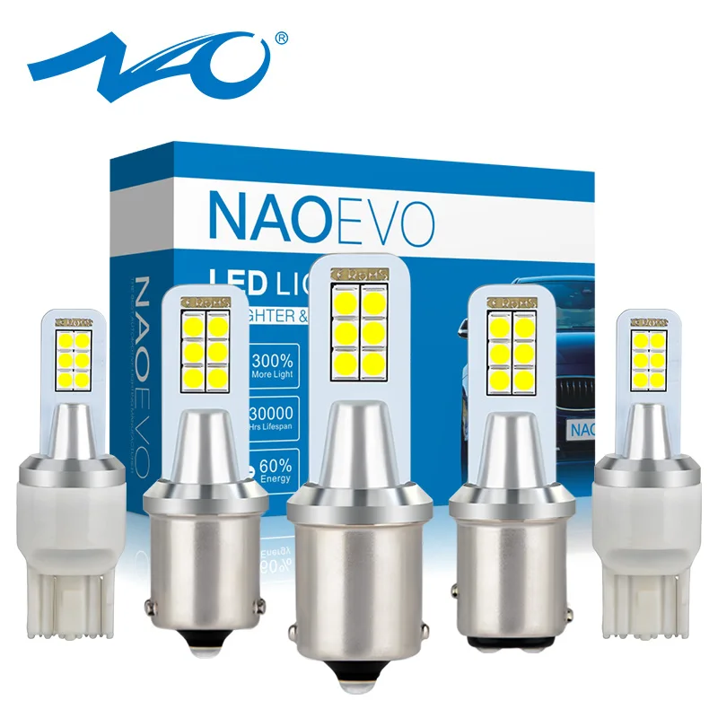 NAO P21W T20 светодиодный W21/5W 8W PY21W BAY15D 1500Lm W21W 1156 BA15S автомобильный 12 В 1157 7440 Авто Лампа