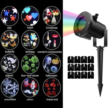

Waterproof Moving Laser Projector Lamps 12 Patterns LED Stage Light For Christmas New year Party Light Landscape Garden Lamp