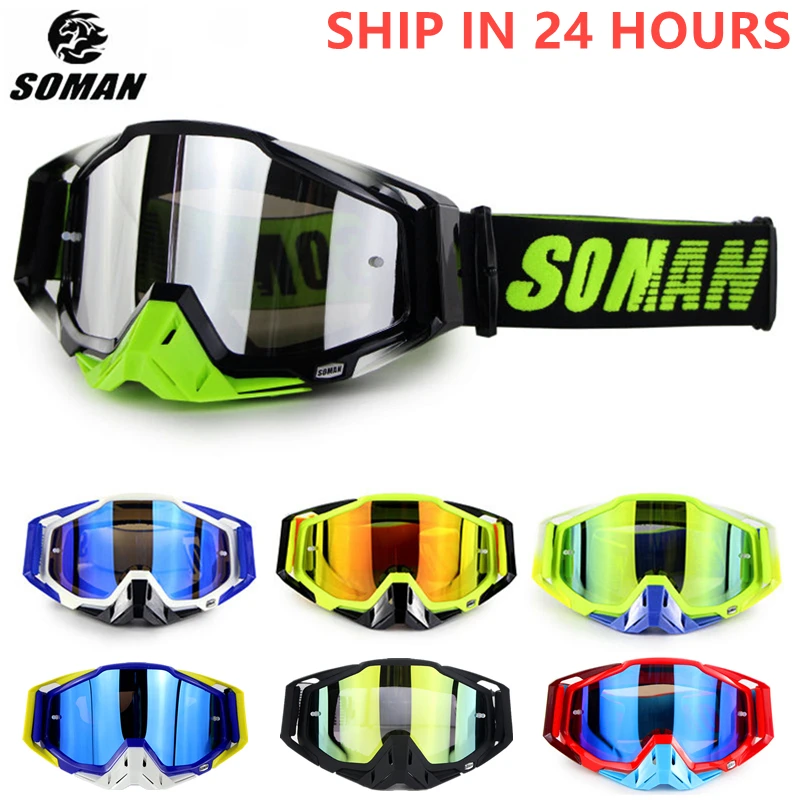 SOMAN Motocross Gafas resistente a los rayos UV cuesta abajo Moto Gafas con montura cruzada a prueba de polvo Gafas con montura cruzada bicicleta Gafas de la motocicleta Gafas