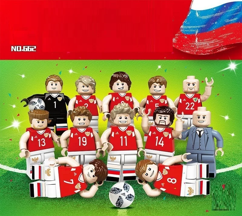

1 Set of Russian Football Team Player Set Sport With Goal Assembling Building Blocks Model Bricks Children Gift Toys
