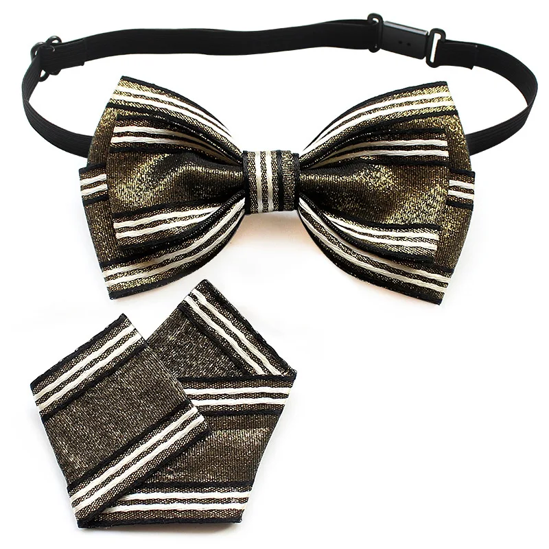 Bow Tie Set 2PCS 2 шт мужской женский ленточный галстук-бабочка набор элегантная Свадебная рубашка ошейник "галстук-бабочка" Новые носовые платки с бантиком Цветок Булавка брошь Карманный квадратный - Цвет: Bow Tie Set 2PCS