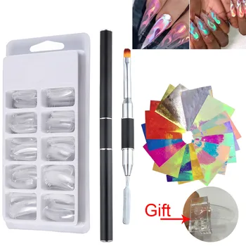 

Flame Nail Pen Nail Tips Quick Extension Building 2-in-1 manicure Brush Nail Set Send gifts Nail Set