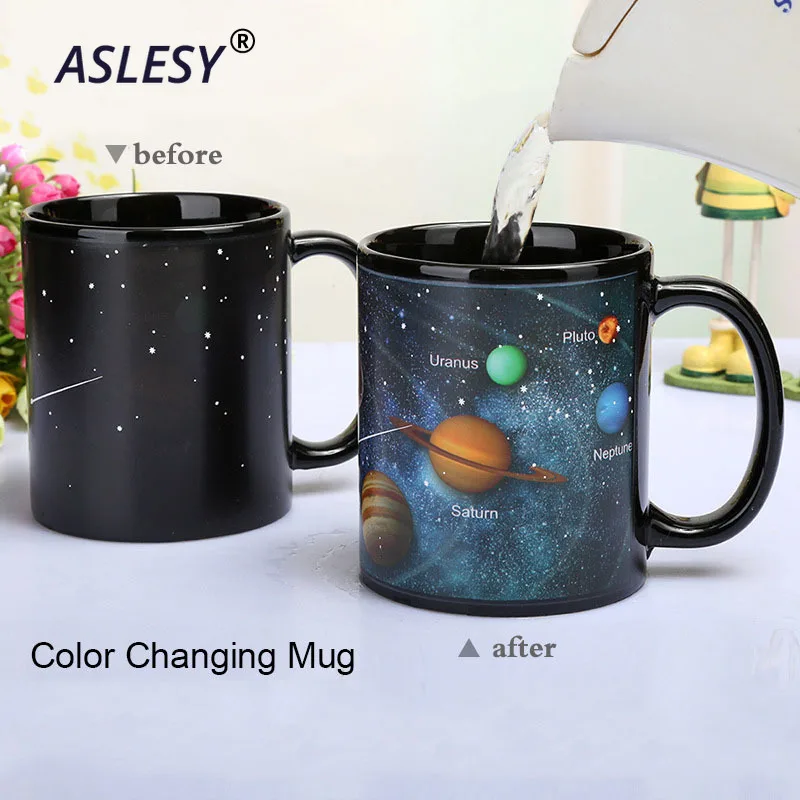 

Creative Ceramic Star Solar System Mug Color Changing Mug Heat Revealing Coffee Cup Friends Boyfriend Gift Student Breakfast Cup