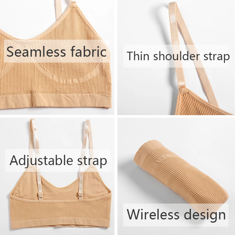 FINETOO Seamless Tanks Tops Panties Set Female Underwear Wireless Bra Crop  Top Women Low-rise Underpants Soft Bralette Lingerie