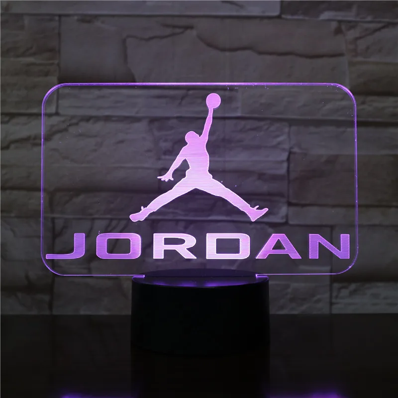 Баскетбол Майкл Джордан Usb 3D светодиодный ночной Светильник для мальчиков ребенок дети вентиляторы подарки на день рождения разноцветные RGB настольная лампа Спальня неоновый 2452