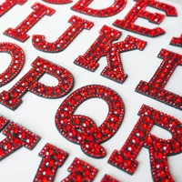Buy Wine Red Rhinestone Alphabet Letter Iron-On Sewing Patch Badges | 3D Patches for Bags, Hats, Jeans, Clothes, Crafts | Online