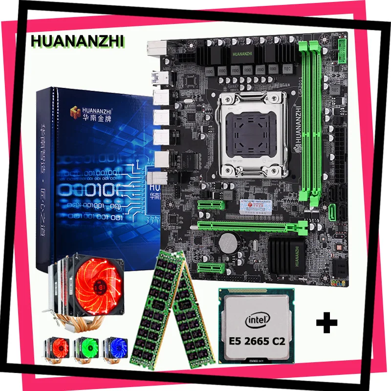 Материнская плата HUANANZHI X79 процессор Intel Xeon E5 2665 C2 2,4 ГГц с 6 тепловыми трубками кулер оперативная память 16 г(2*8 г) DDR3 REG ECC