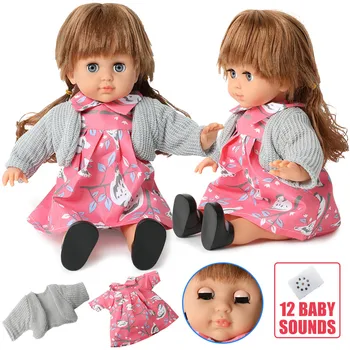 

14 inch reborn bebe Doll sound kids toys soft Silicone 36cm lifelike lovely Dress Baby Doll Birthday gifts Toys for girls