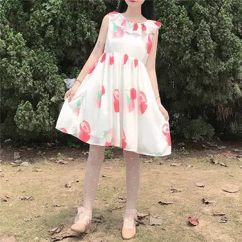 

Gothic lolita jsk vestido lolita loli cos cute Strawberry printing sweet lolita dress kawaii girl retro bowknot victorian dress