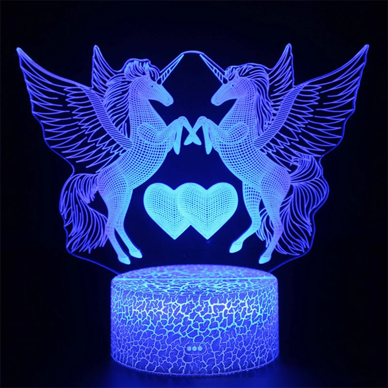  Linson 3D unicorn Led Light unicorn Animal Lamp Led Night Light USB Desk Table Lamp Luminaria Home  - 4000184321993