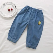 Г. Новые Летние Стильные Детские джинсы в Корейском стиле с вышивкой в виде листьев джинсовые шорты до колена для девочек