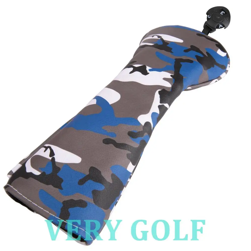 Blue 1 шт., Гибридный чехол для головы Golf Club из мягкого полиэстера и кожи с камуфляжным рисунком, Гибридный чехол для головы без ярлыка 3, 5, 7, x - Цвет: Blue