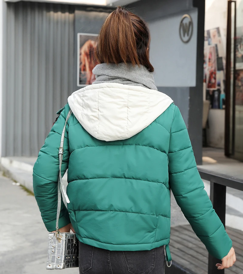 Дизайн зимняя куртка женская стоячий воротник женская верхняя одежда стеганое короткое пальто Лоскутная Дамская парка Mujer Invierno