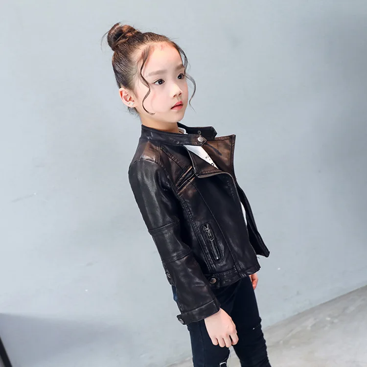 Новинка года; сезон осень-зима; модная детская одежда в Корейском стиле; пальто из искусственной кожи для девочек