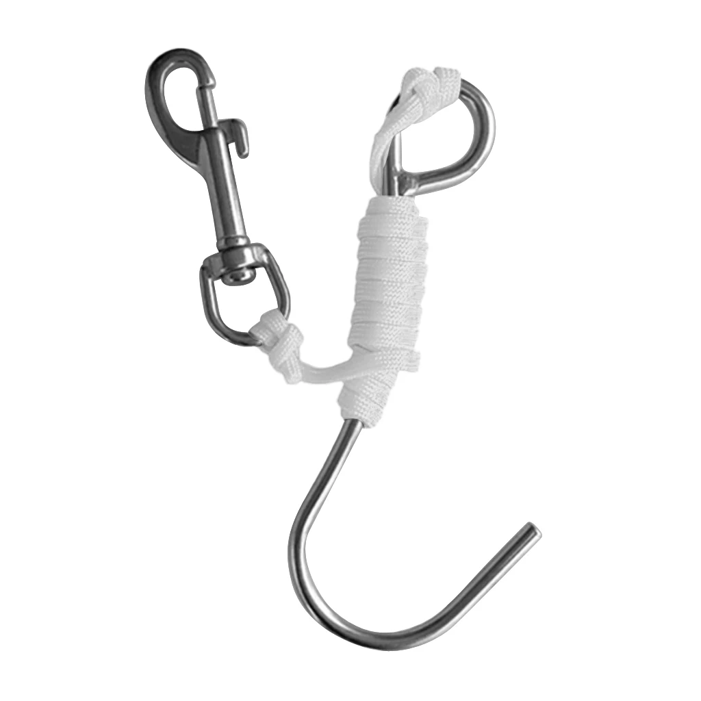 Scuba Diving Reef Drift Hooks With 120cm Line & Stainless Steel Clip Single Reef Hook